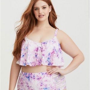Torrid flounce bikini top watercolor pink